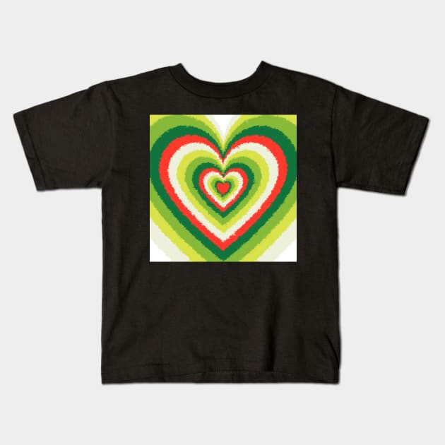 Pencil Strokes of Christmas Colored Heart Pattern Kids T-Shirt by Peaceful Space AS